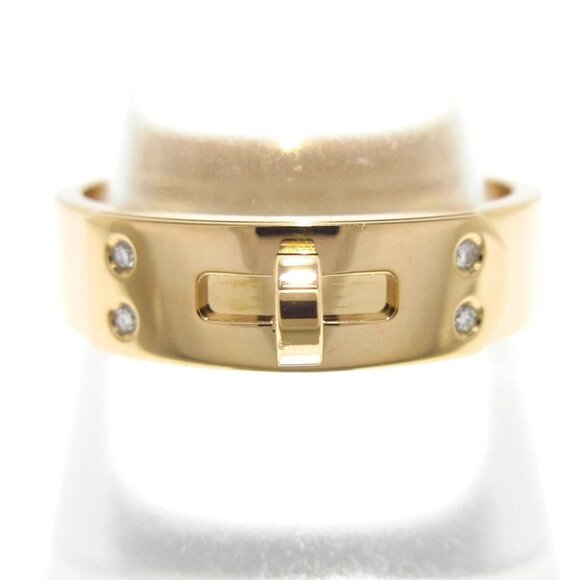Auth HERMES Kelly - 18K Rose Gold Diamond 1******** Ring - Picture 1 of 6